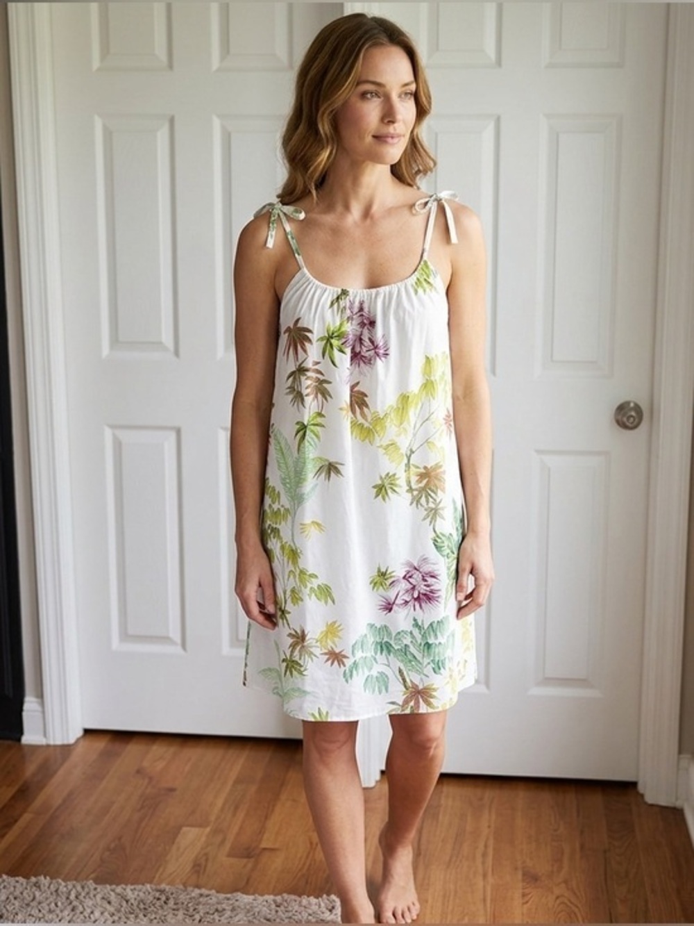 NWT Laurence Tavernier Medium Flores Nightie Slip Dress 100% Cotton Floral M